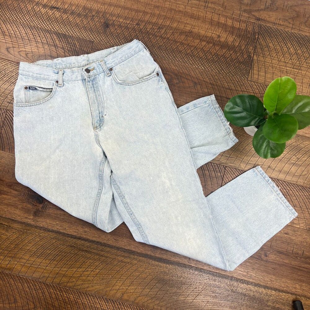 LEE 10 vintage womens lightwash dad mom jean 100% cotton high rise